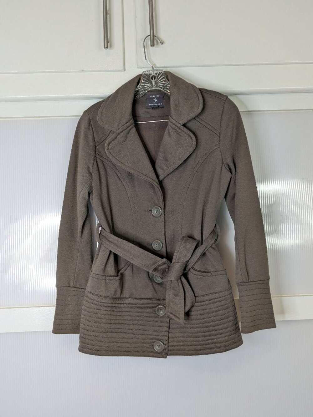 Vintage Forever 21 Gray Grey Jersey Knit Jacket Coat Size Small Y2K Casual